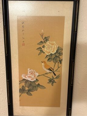 Vintage Asian silk painting